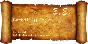 Barbély Erik névjegykártya